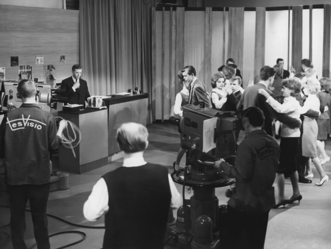 Presenters on a live television show set